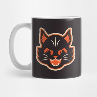 Retro Angry Black Halloween Cat Version 1 Mug